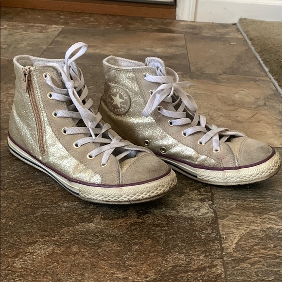 Converse Shoes Gold Glitter Converse All Star Poshmark
